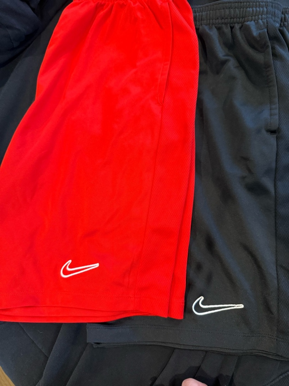 Nike Trophy23 Kids Red and Black Athletic Shorts with Swoosh